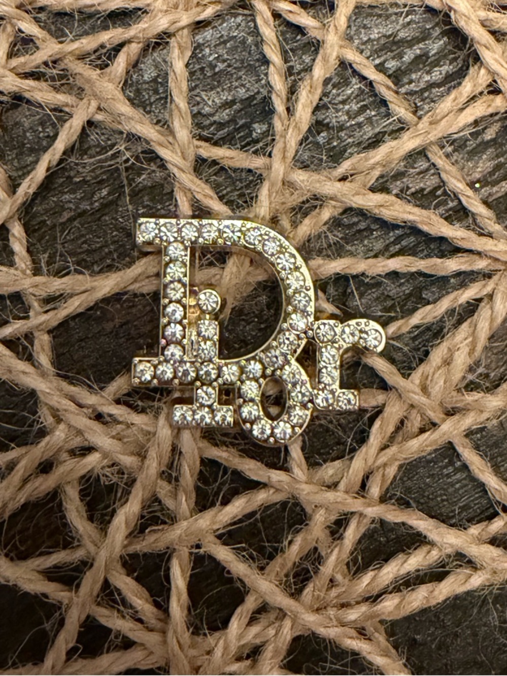 Crystal Lettered charm for bracelet/necklace - Gold Tone with Clear Crystals
